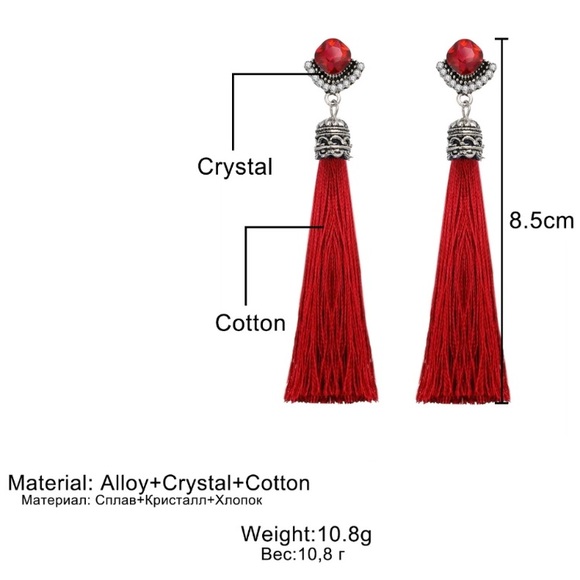 ✶ Crystal Tassel Earrings - Picture 4 of 7
